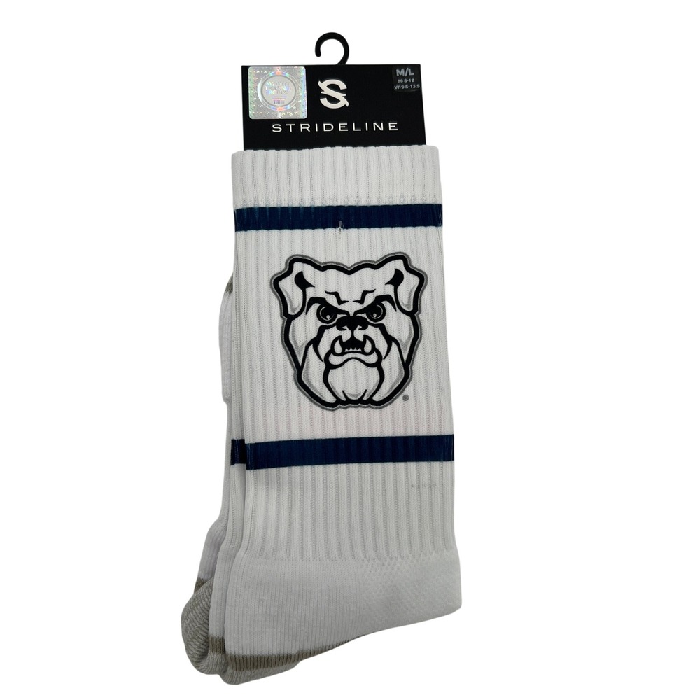 Strideline Butler University Bulldogs NCAA Premium Crew Socks White M/L